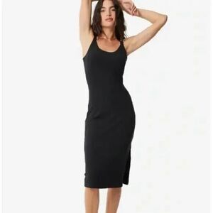 MATE THE LABEL TENCEL RIBBED KNIT ORGANIC COTTON DRESS NWT SZ S‎ BLACK